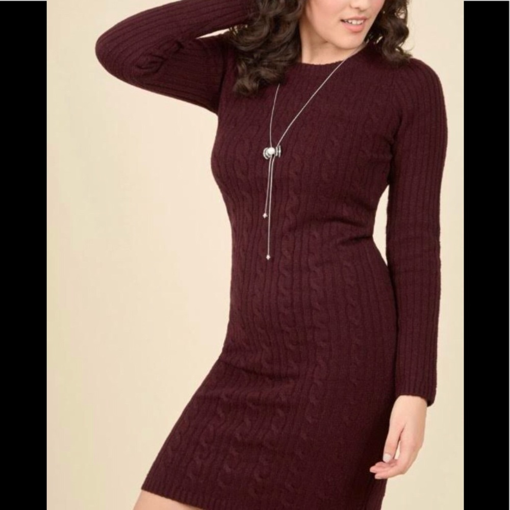Burgundy sweater dress stretchy soft sweater dress